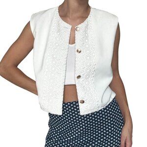 Y2K white vest with lace detail